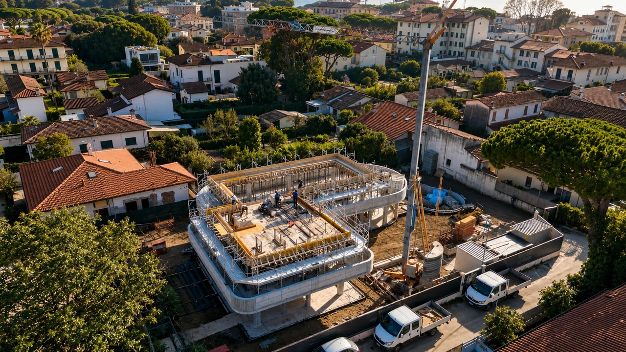 Cantiere di costruzione residenziale a Forte dei Marmi