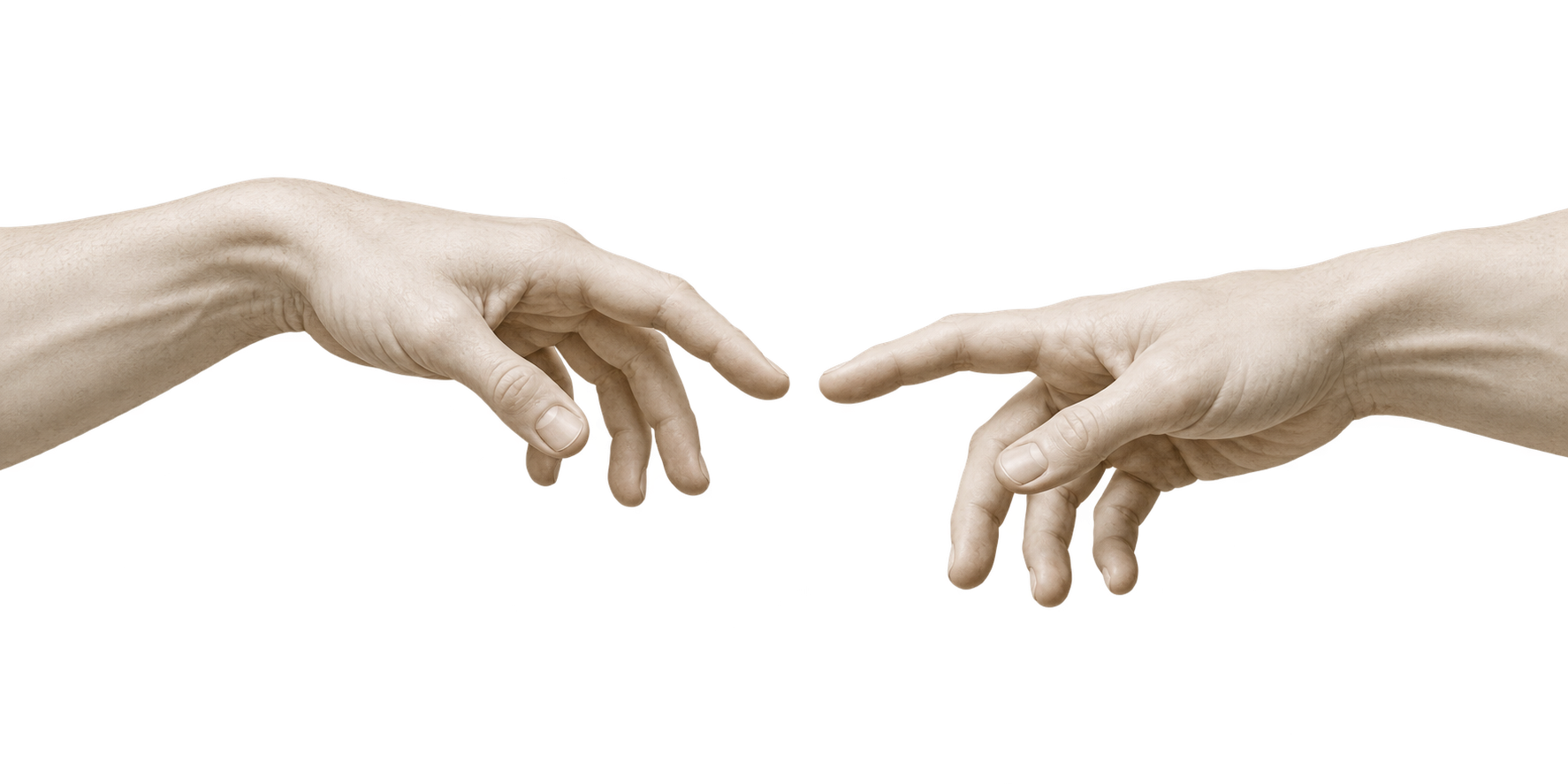 Due mani maschili si avvicinano, simbolo della connessione tra le società di TENET HOLDING