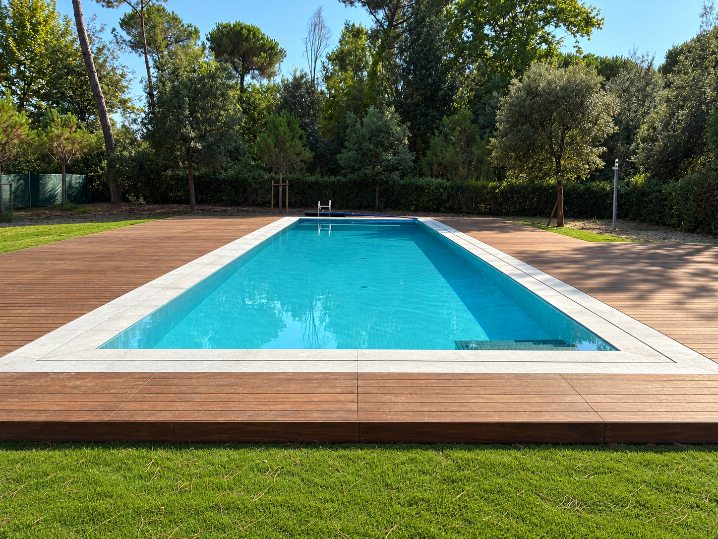 La piscina di Villa Passigli durante il nuovo intervento di recupero
